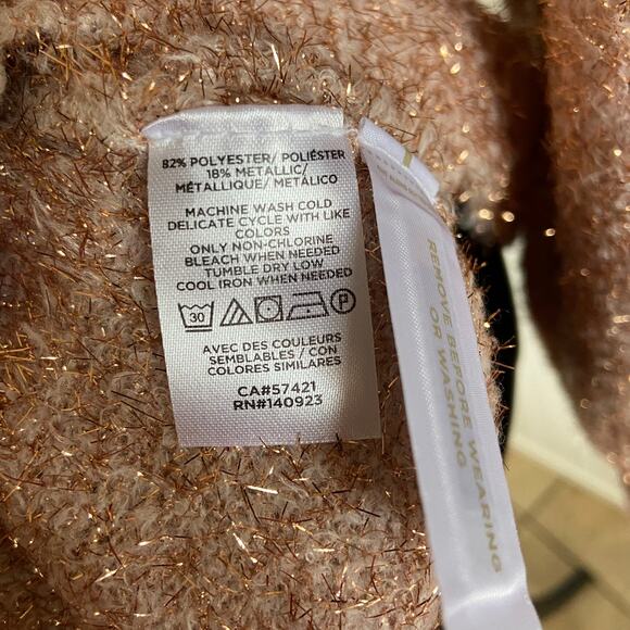 LOFT Plus Womens Sweater Size 14 Ann Taylor Pink Oatmeal Heather Shimmer NEW - Picture 4 of 5